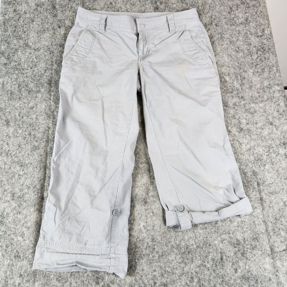 The North Face Pants Womens Sz 8 Gray Ripstop Hiking Capri Roll Tab‎ Outdoor